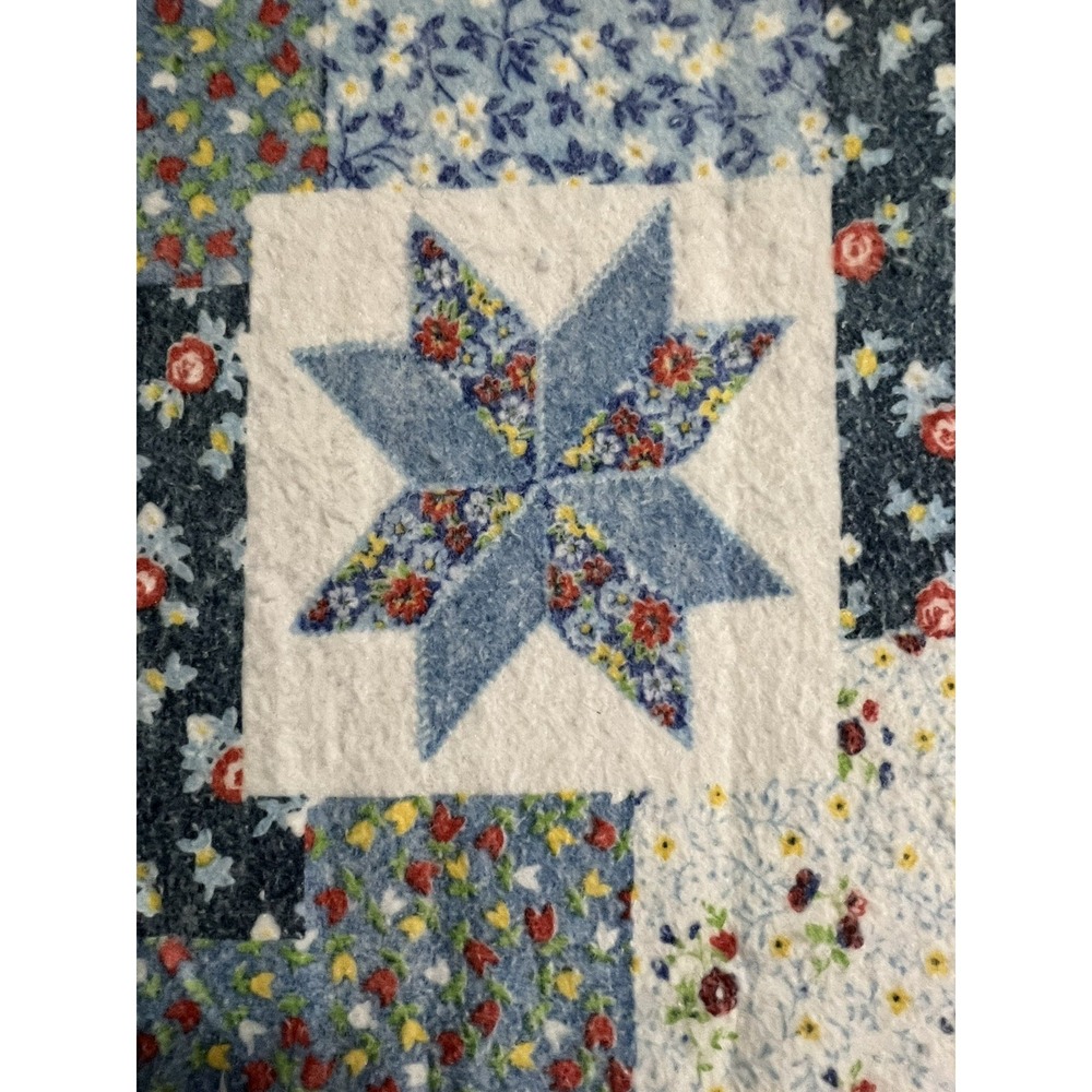 Vintage Blanket Satin Trim Quilt Pattern 87in x 77in Polyester Acrylic USA